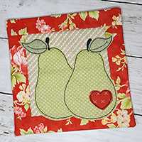 ITH Embroidery Mug Rug Pear Applique